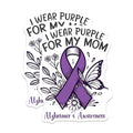 (2 Pack) AlzheimerÃ¢â‚¬â„¢s Awareness Stickers - Purple Ribbon Stickers - I Wear Purple for My Mom Stickers - 5" On Longest Side - Sticks to Smooth Flat Surfaces - Made in USA - BMCS5964