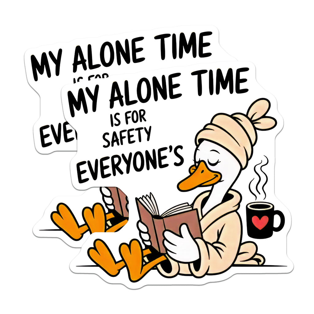 (2 Pack) Funny Introvert Alone Time Magnets - Cozy Duck Reading - Self Care Fridge Decor - 5 Inches On Longest Side - Thick Durable Magnet - Made in USA - MAG37581