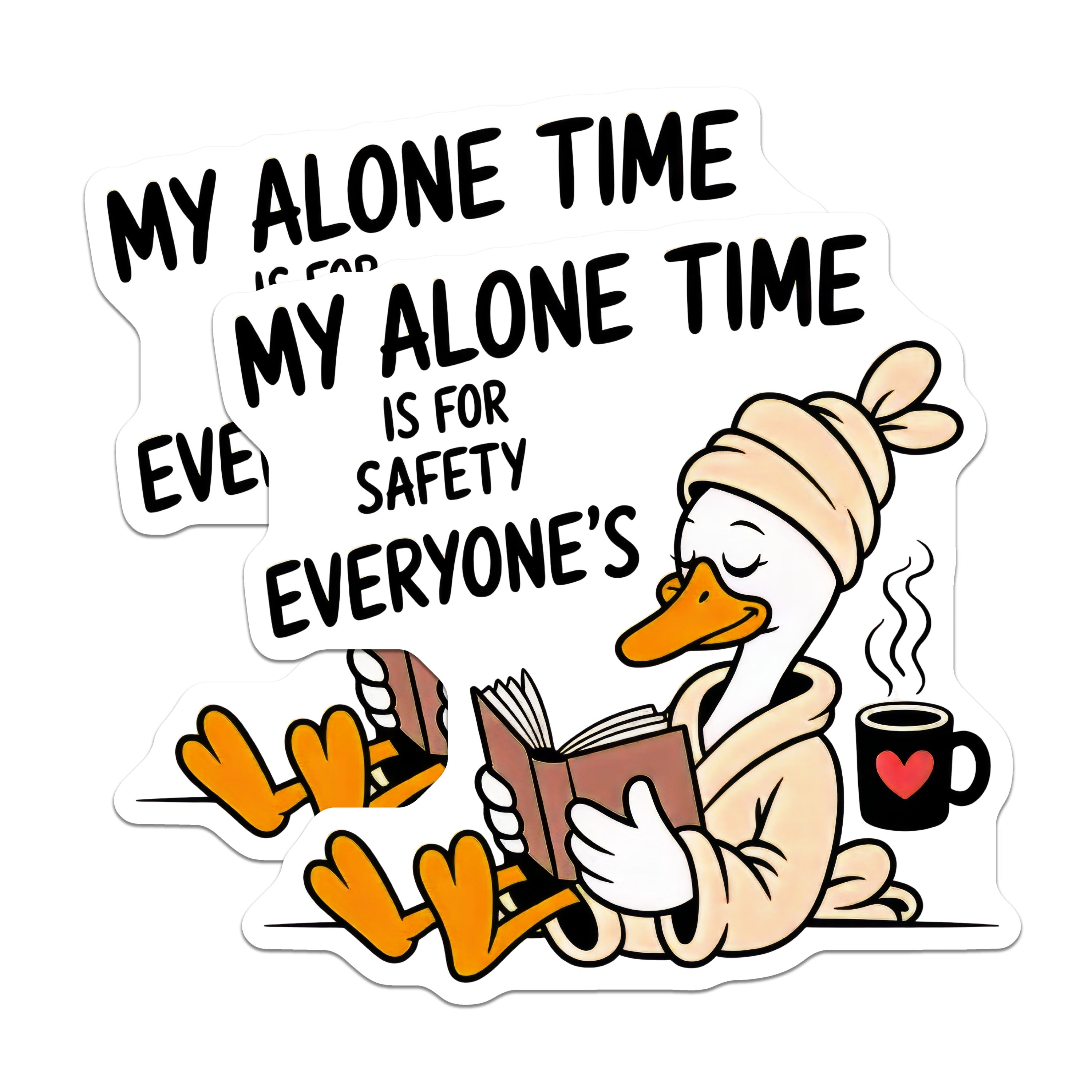(2 Pack) Funny Introvert Alone Time Magnets - Cozy Duck Reading - Self Care Fridge Decor - 5 Inches On Longest Side - Thick Durable Magnet - Made in USA - MAG37581