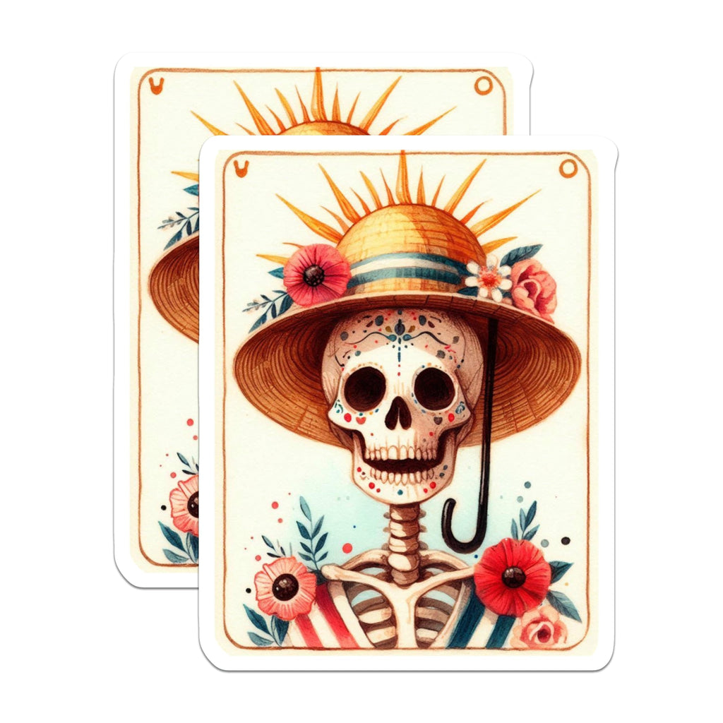 (2 Pack) Floral Sugar Skull Magnets - Day of the Dead Decor - Calavera Art Fridge Magnets - 5 Inches On Longest Side - Thick Durable Magnet - Made in USA - MAG20617
