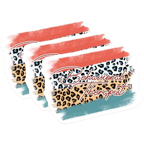 (3 Pack) Behavioral Therapist Decals - Leopard Print - Appreciation Decal - 3 Inches On Longest Side - Easy Peel & Apply - Made in USA - 3MCS1954