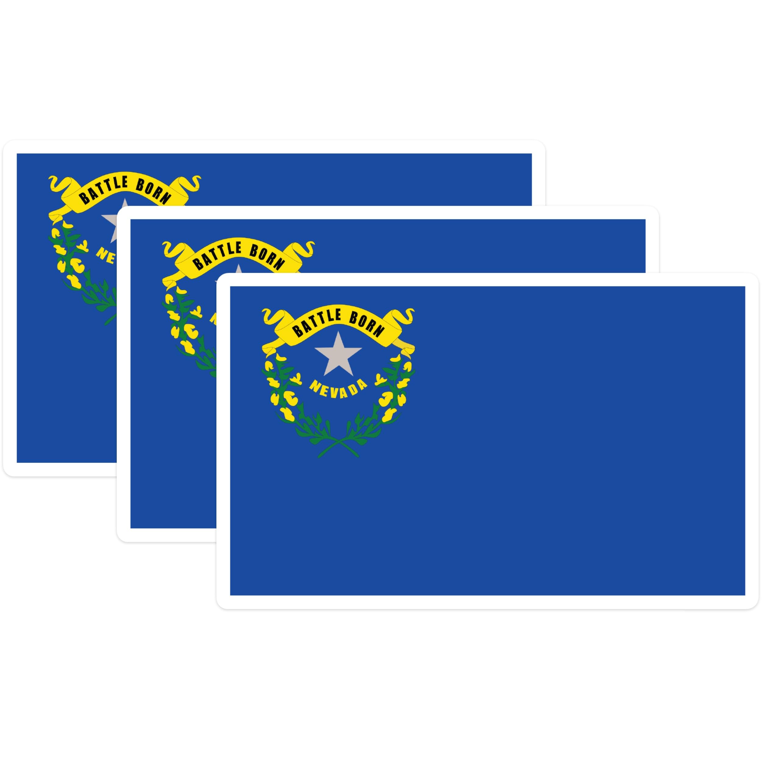 (3 Pack) Nevada State Flag Decals - Battle Born - Laptop Decals - 3 Inches On Longest Side - Easy Peel & Apply - Made in USA - 3MCS0200