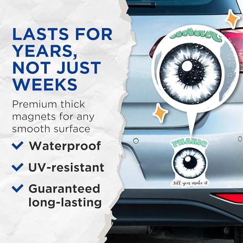 (2 Pack) Blue Eye Magnets - Fun Eye Quotes Decor - 5" On Longest Side - for Cars, Fridges, Toolboxes - Made in USA - MAG8074