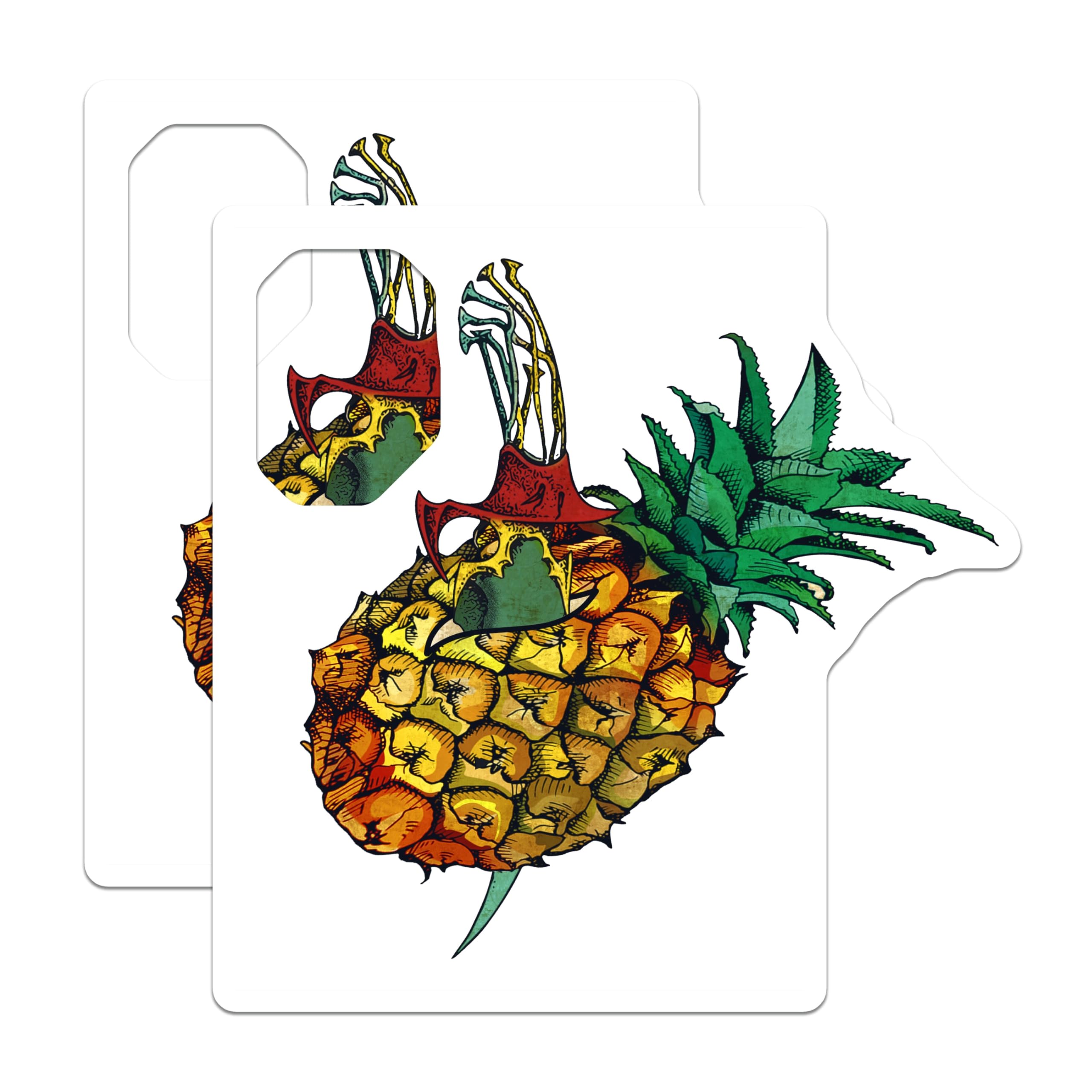 (2 Pack) Pineapple Sword Magnets - Whimsical Decor - Tropical Fruit Art - 5" On Longest Side - Premium Magnet - for Cars, Refrigerators, Toolboxes, Lockers - Made in USA - MAG16742
