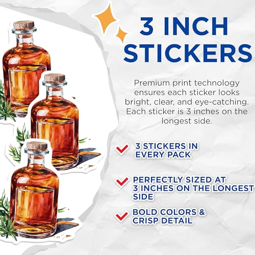 (3 Pack) Apothecary Bottle Decals - Vintage Elixir Label - Herb Bottle Sticker- 3 Inches On Longest Side - Easy Peel & Apply - Made in USA - 3MCS5432