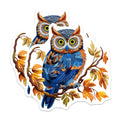 (2 Pack) Woodland Owl Magnets - Faux Embroidery Wise Bird Art - Autumn Nature Decor Fridge Locker - 5 Inches On Longest Side - Thick Durable Magnet - Made in USA - MAG38248