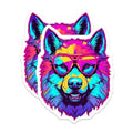 (2 Pack) Colorful Wolf Stickers - Cool Animal Art - Vibrant Wolf Decal - Unique Graphic Sticker - 5" On Longest Side - Sticks to Smooth Flat Surfaces - Made in USA - BMCS7242