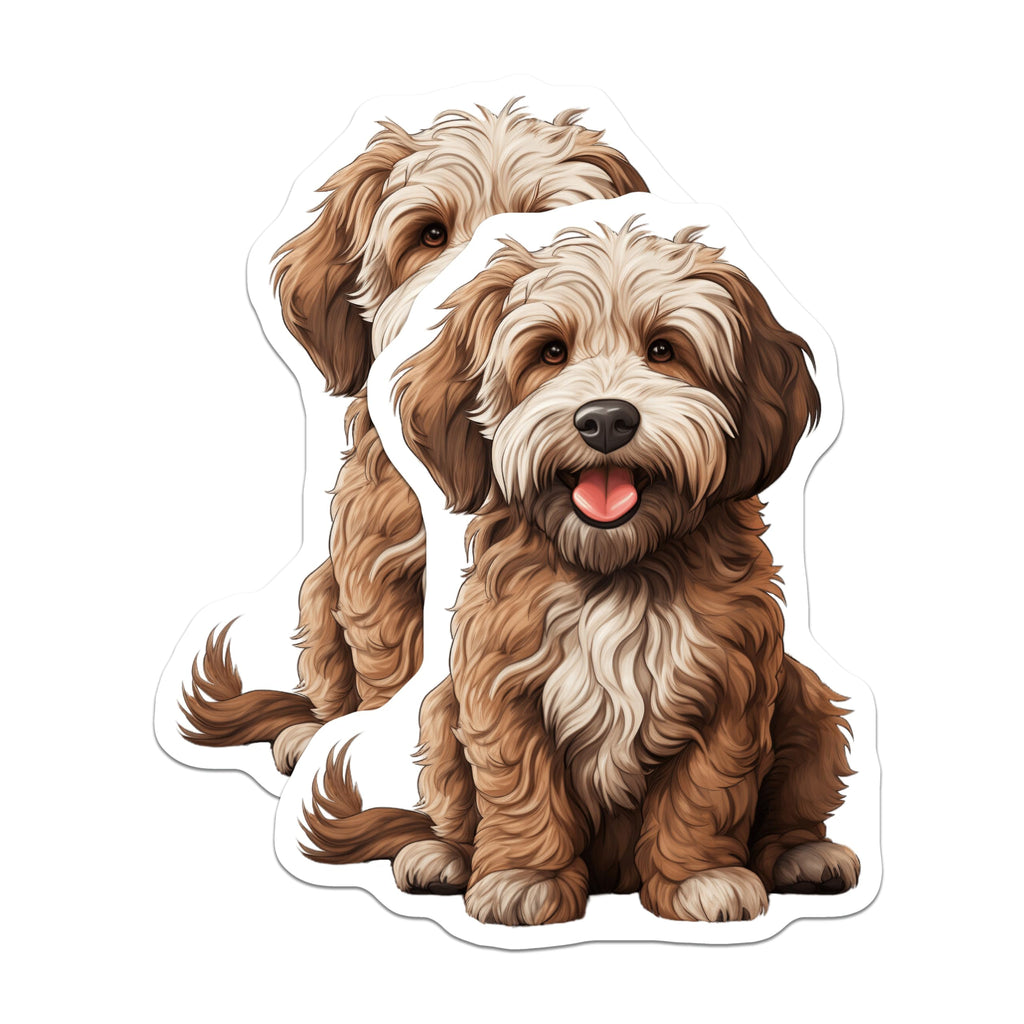(2 Pack) Goldendoodle Dog Magnets - Fluffy Puppy Art - Dog Mom Dad Fridge Decor - 5 Inches On Longest Side - Thick Durable Magnet - Made in USA - MAG28352