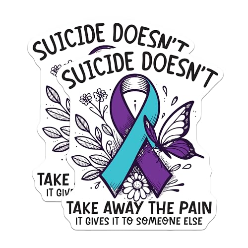 (2 Pack) Suicide Awareness Stickers - Mental Health Stickers - Support Stickers - 5" On Longest Side - Sticks to Smooth Flat Surfaces - Made in USA - BMCS6246