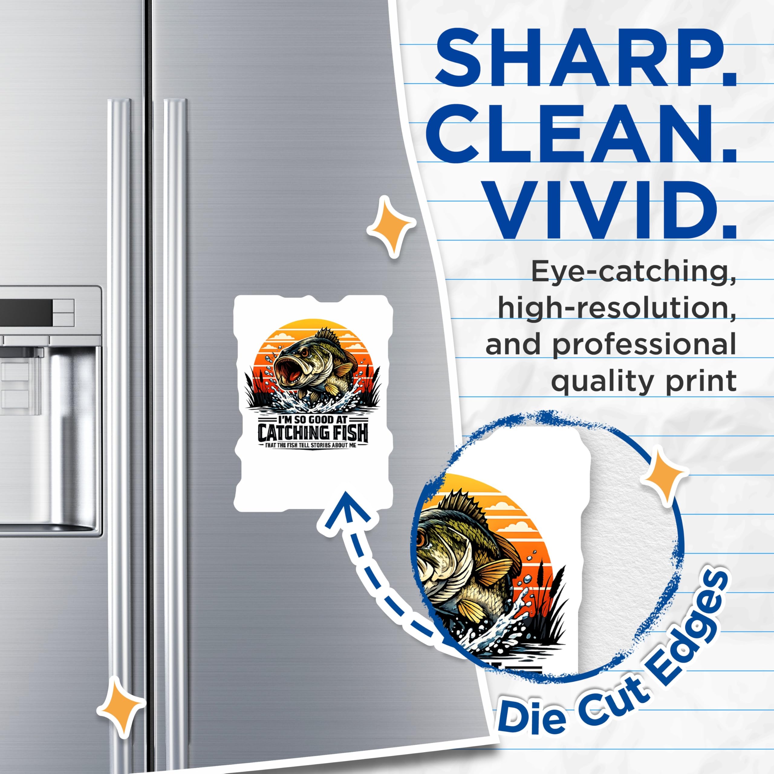 (2 Pack) Bass Fishing Magnets - Funny Angler Quote - Fisherman Refrigerator Decor - 5 Inches On Longest Side - Thick Durable Magnet - Made in USA - MAG22787