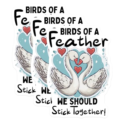(3 Pack) Birds of A Feather Decals - Swan Love Decal - Laptop Decal - 3 Inches On Longest Side - Easy Peel & Apply - Made in USA - 3MCS4548
