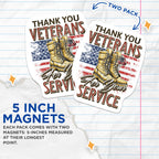 (2 Pack) Thank You Veterans for Your Service Magnets - USA Flag Army Military Service - 5 Inches On Longest Side - Premium Magnet - for Cars, Refrigerators, Toolboxes - Made in USA - MAG2197