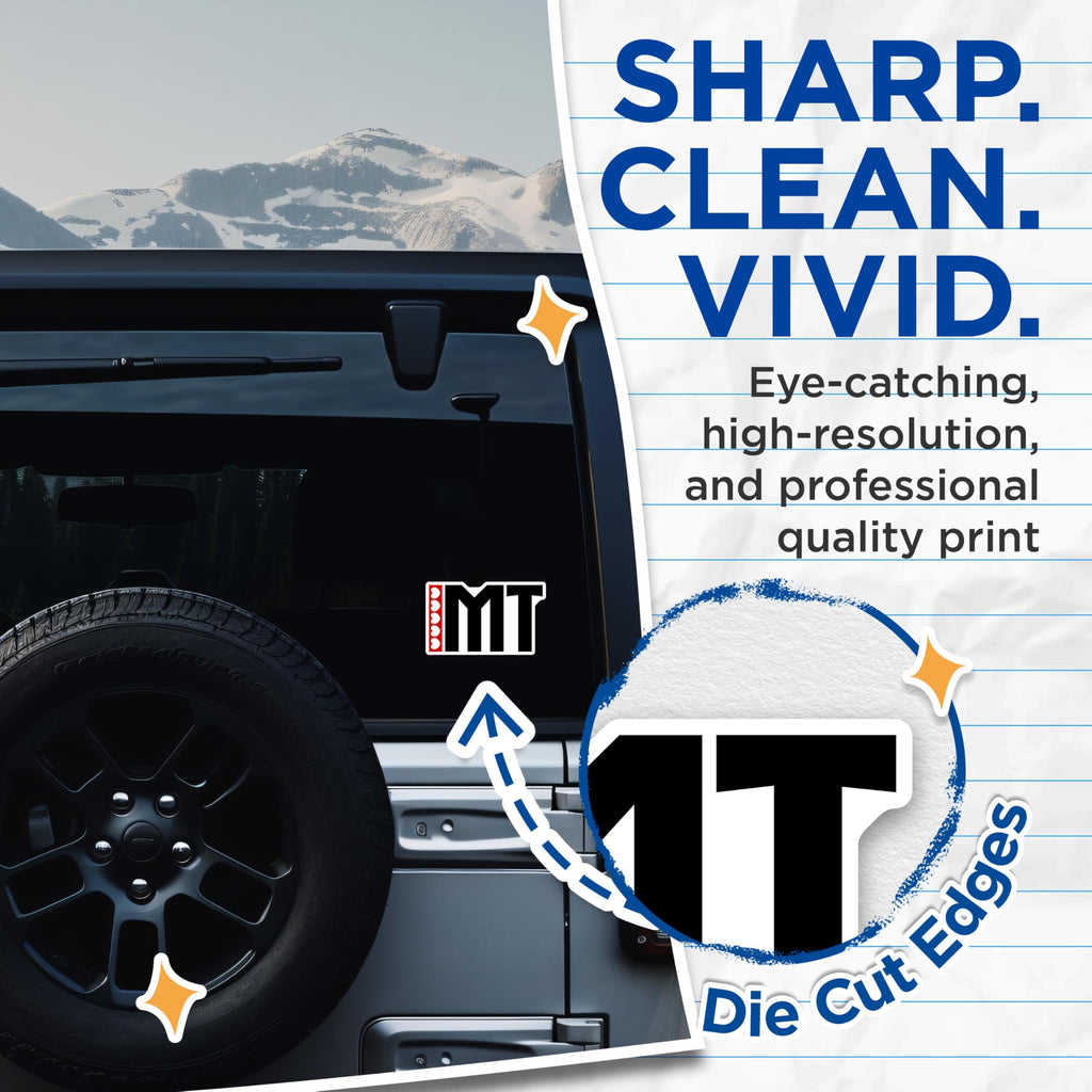 (2 Pack) I Heart MT Stickers - Initial Stickers - Love MT - 5" On Longest Side - Sticks to Smooth Flat Surfaces - Made in USA - BMCS17666