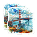 (2 Pack) Golden Gate Bridge Stickers - San Francisco Landmark Stickers - California Travel Stickers - 5" On Longest Side - Sticks to Smooth Flat Surfaces - Made in USA - BMCS5191