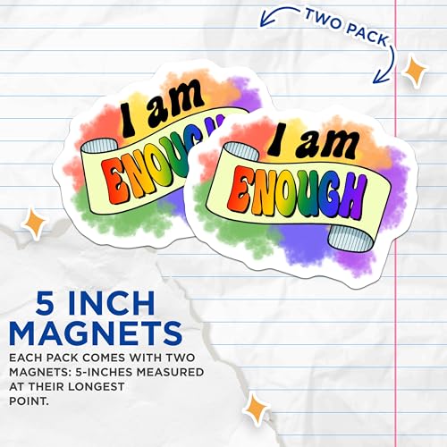 (2 Pack) Inspirational Rainbow Quote Magnets - Motivational Decor - Positive Affirmation - 5" On Longest Side - for Cars, Fridges, Toolboxes - Made in USA - MAG8291