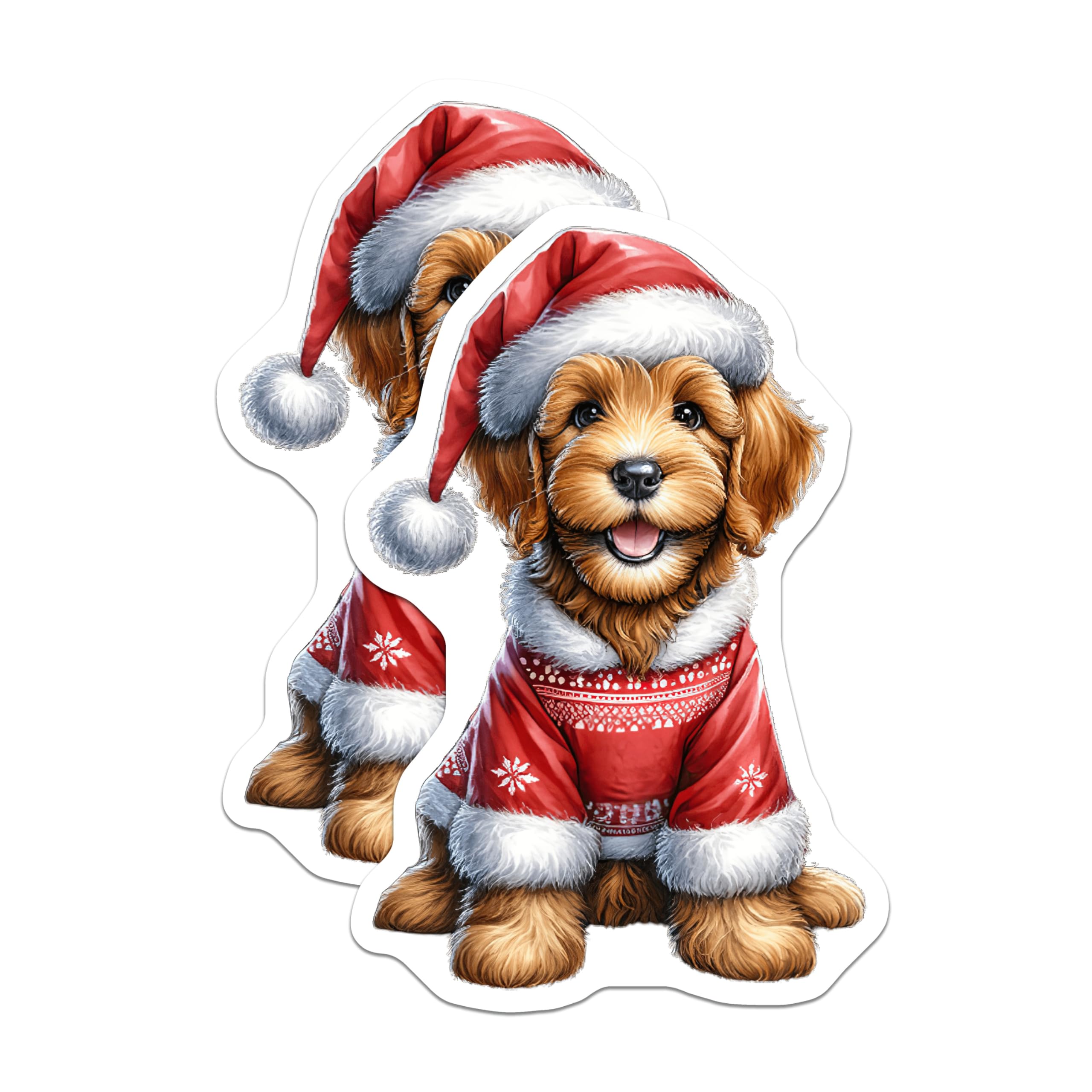 (2 Pack) Cockapoo Christmas Magnets - Holiday Puppy Refrigerator Decor - Pet Lover Stocking Stuffers - 5 Inches On Longest Side - Thick Durable Magnet - Made in USA - MAG25165