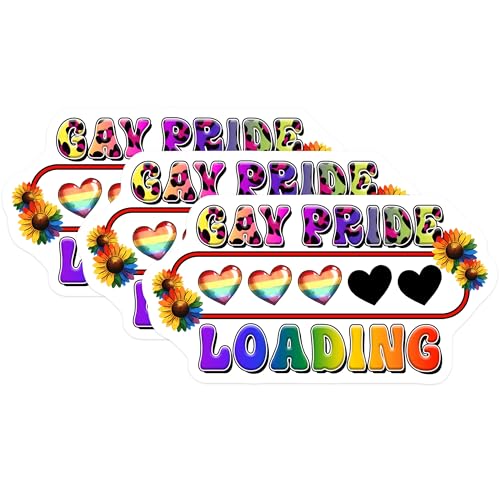 (3 Pack) Gay Pride Loading Decals - LGBTQ Pride Stickers - Rainbow Heart Decals - 3 Inches On Longest Side - Easy Peel & Apply - Made in USA - 3MCS7055