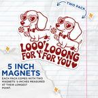 (2 Pack) Dachshund Magnets - Wiener Dog Love Decor - Cute Puppy Refrigerator Art - Funny Pet Lover Souvenir - Valentines Day - 5 Inches On Longest Side - Thick Durable Magnet - Made in USA - MAG21646