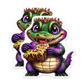 (2 Pack) King Cake Alligator Magnets - Mardi Gras Decor - Cute Alligator Decor - 5" On Longest Side - Premium Magnet - for Cars, Refrigerators, Toolboxes, Lockers - Made in USA - MAG15677