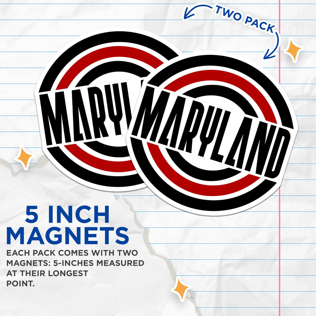 (2 Pack) Maryland Magnets - State Pride Decor - Maryland Flag Fridge Magnets - 5" On Longest Side - Premium Magnet - for Cars, Refrigerators, Toolboxes, Lockers - Made in USA - MAG18696