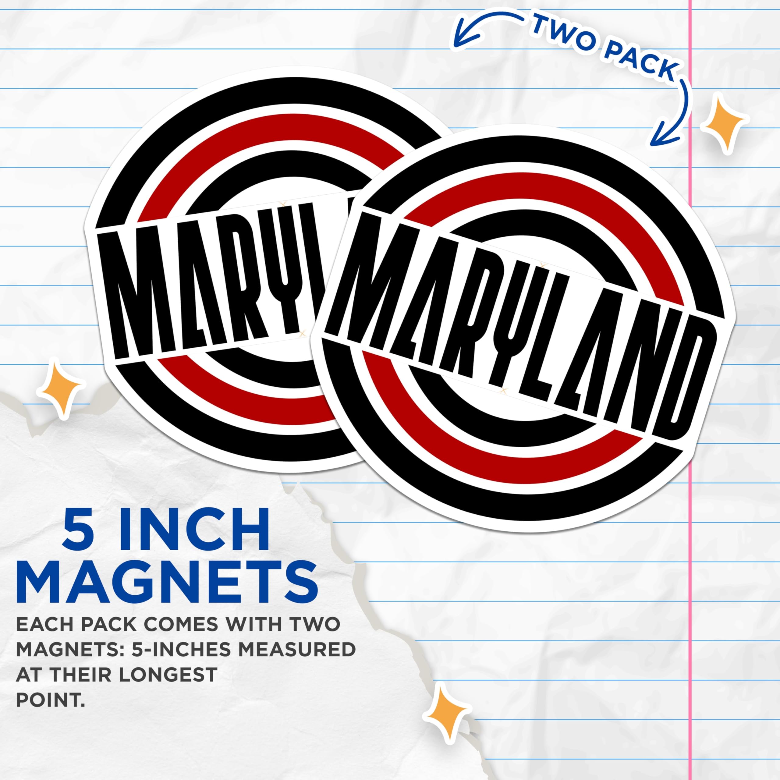 (2 Pack) Maryland Magnets - State Pride Decor - Maryland Flag Fridge Magnets - 5" On Longest Side - Premium Magnet - for Cars, Refrigerators, Toolboxes, Lockers - Made in USA - MAG18696
