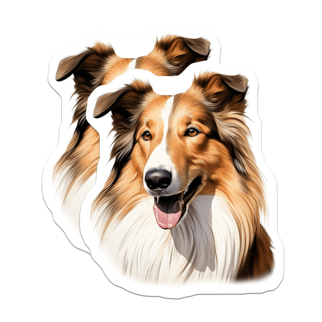 (2 Pack) Rough Collie Magnets - Shetland Sheepdog Art - Dog Lover Kitchen Decor - 5 Inches On Longest Side - Thick Durable Magnet - Made in USA - MAG25021