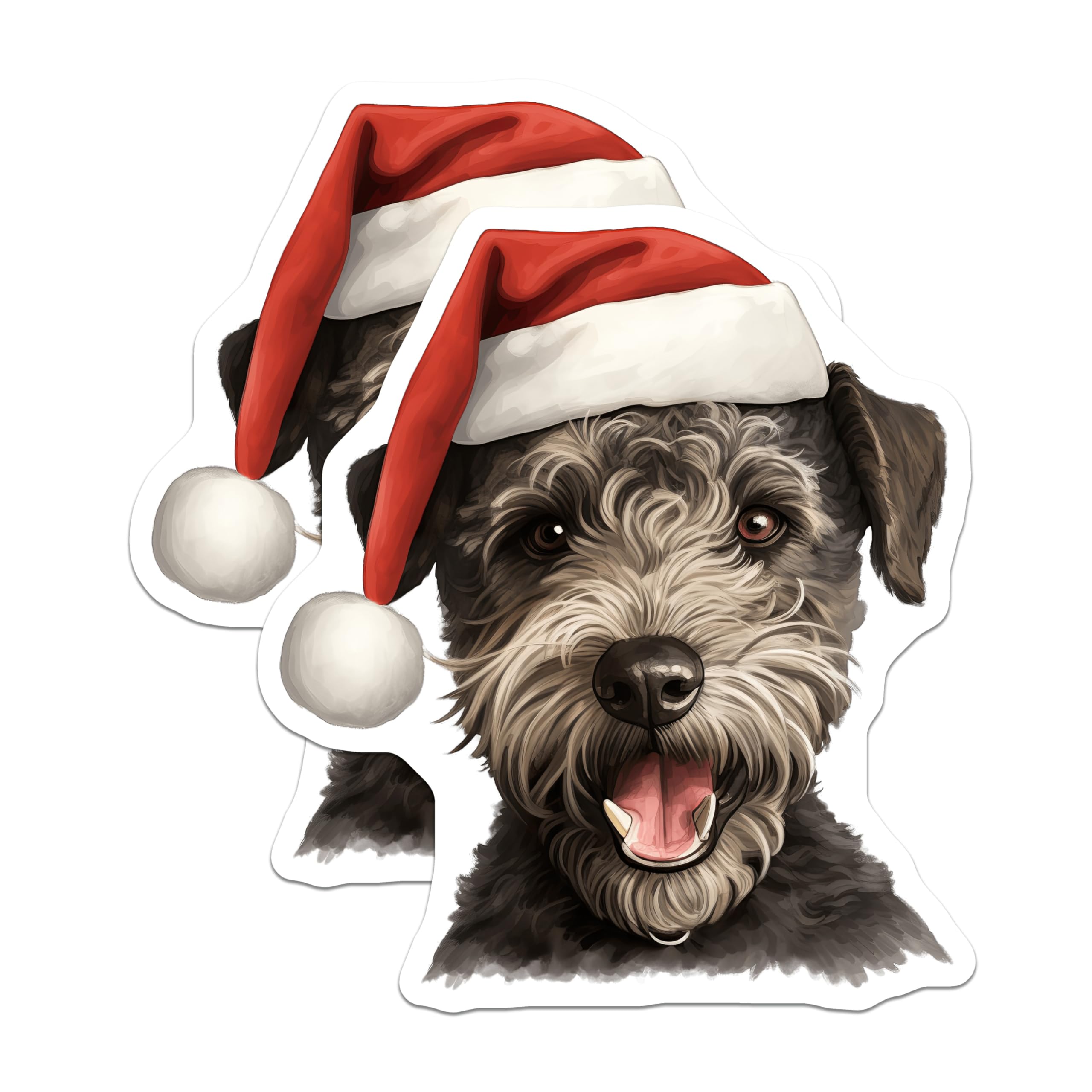 (2 Pack) Christmas Schnauzer Dog Magnets - Holiday Pet Decor - Cute Animal Magnets - 5 Inches On Longest Side - Thick Durable Magnet - Made in USA - MAG26918