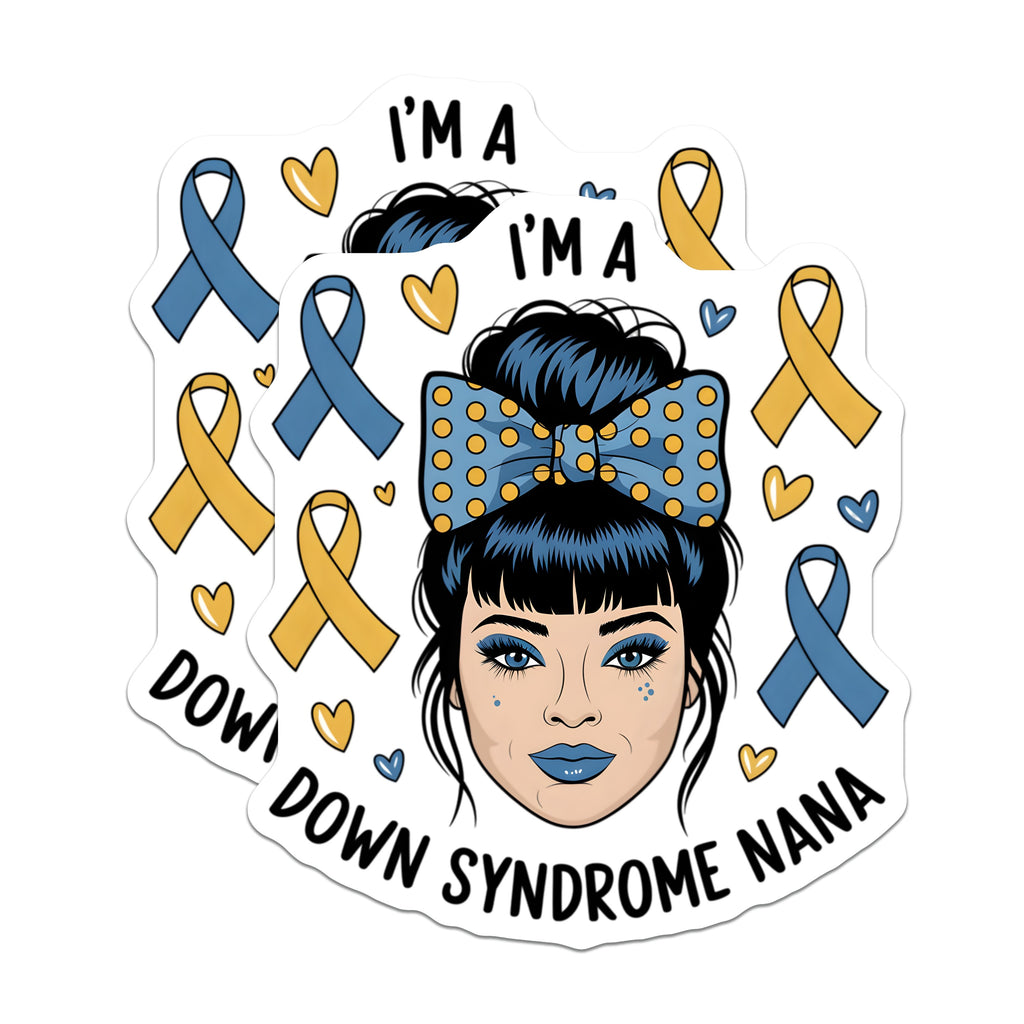 (2 Pack) Down Syndrome Nana Magnets - Awareness Ribbon - Special Needs Advocacy Support - 5 Inches On Longest Side - Thick Durable Magnet - Made in USA - MAG36870