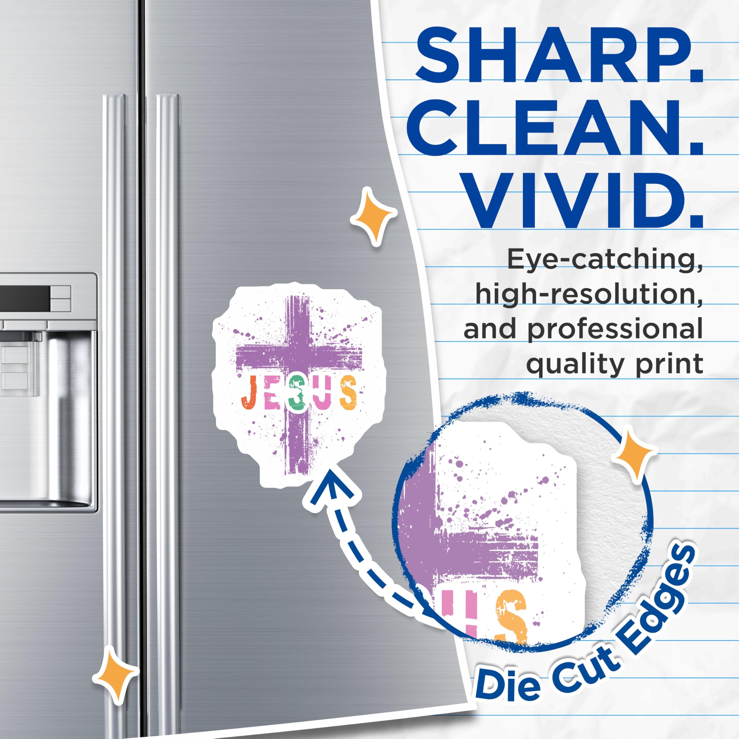 (2 Pack) Distressed Jesus Cross Magnets - Vibrant Christian Faith Decor - Inspirational Spiritual Refrigerator Magnets - 5 Inches On Longest Side - Thick Durable Magnet - Made in USA - MAG24774