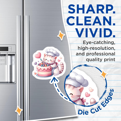 (2 Pack) Adorable Cat Chef Magnets - Sweet Baking Kitten Decor - Dessert Lover Fridge Art - Culinary Kitty Accent - 5 Inches On Longest Side - Thick Durable Magnet - Made in USA - MAG22144