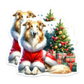 (2 Pack) Borzoi Santa Dog Christmas Magnets - Holiday Pet Refrigerator Decor - Festive Animal Kitchen Art - 5 Inches On Longest Side - Thick Durable Magnet - Made in USA - MAG24291