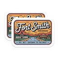 (2 Pack) Fort Smith Arkansas Magnets - Gateway to the West Souvenir - Retro Travel Landmark Art - Arkansas City Scene Decor - 5 Inches On Longest Side - Thick Durable Magnet - Made in USA - MAG19488