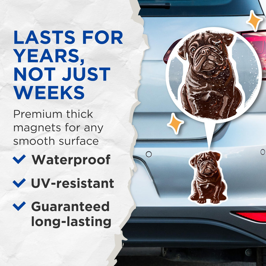 (2 Pack) Pug Dog Magnets - Cute Pet - Fridge Decor - Animal Lover - 5" On Longest Side - Premium Magnet - for Cars, Refrigerators, Toolboxes, Lockers - Made in USA - MAG16522