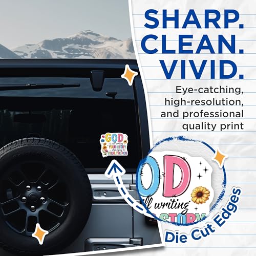 (2 Pack) God Inspirational Stickers - Motivational Quote Stickers - Positive Message Stickers for Laptops, Water Bottles - 5" On Longest Side - Sticks to Smooth Flat Surfaces - Made in USA - BMCS3745