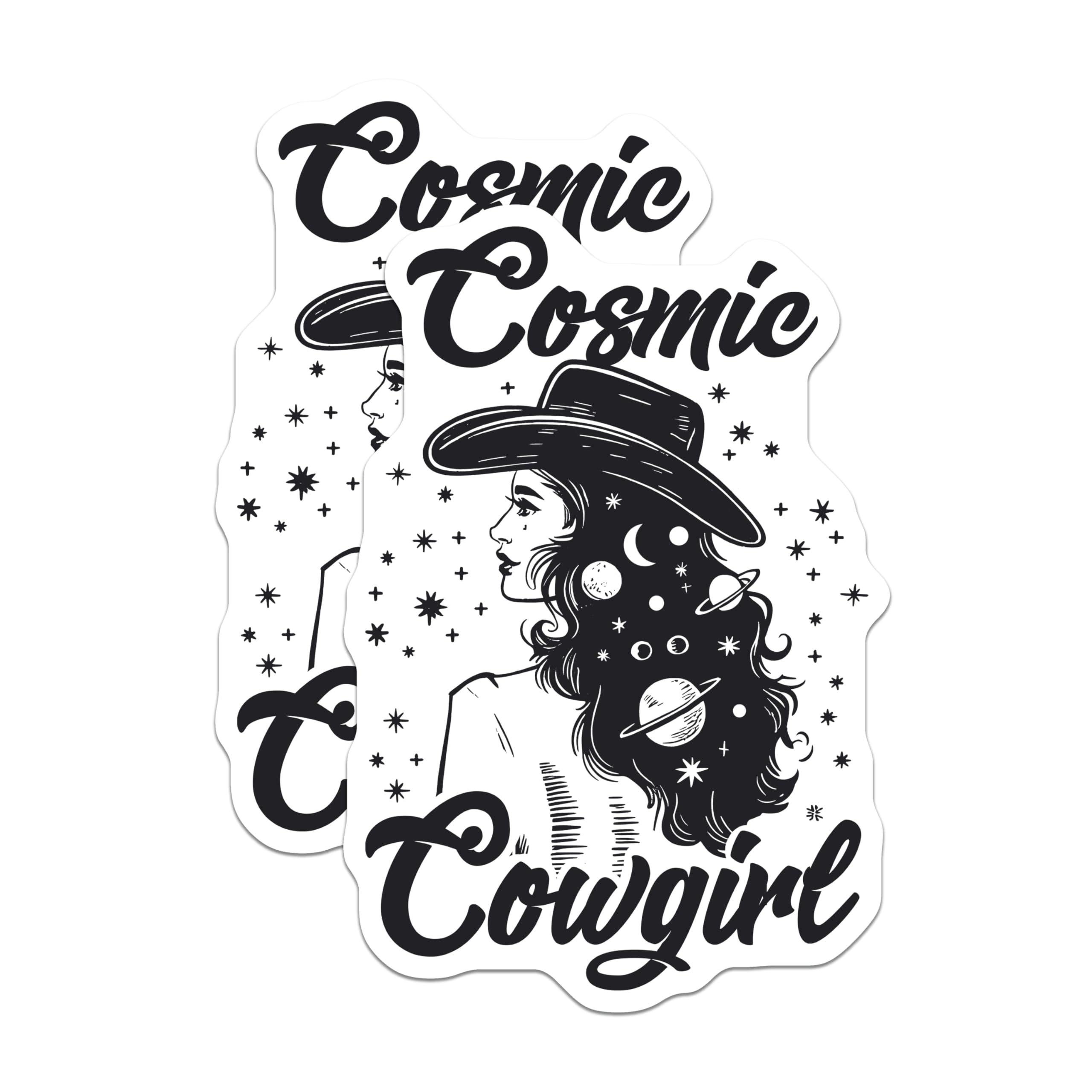 (2 Pack) Cosmic Cowgirl Magnets - Western Style Space Decor - Celestial Rodeo Magnet - 5" On Longest Side - Premium Magnet - for Cars, Refrigerators, Toolboxes, Lockers - Made in USA - MAG18100