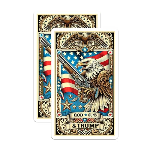 (2 Pack) Patriotic Eagle Stickers - American Flag Decal - USA Pride Sticker - 5" On Longest Side - Sticks to Smooth Flat Surfaces - Made in USA - BMCS5528