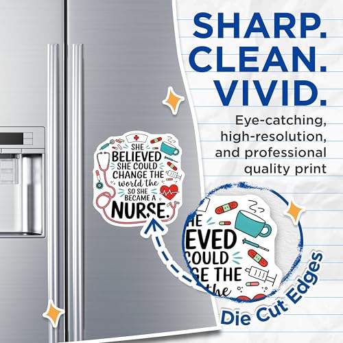 (2 Pack) She Believed She Could Magnets - Inspirational Nurse Decor - Motivational Nursing Quote - 5" On Longest Side - for Cars, Fridges, Toolboxes - Made in USA - MAG6699