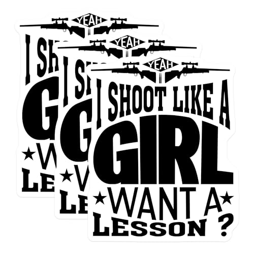 (3 Pack) I Shoot Like A Girl Decals - Funny Gun - Rifle Enthusiast Decal - 3 Inches On Longest Side - Easy Peel & Apply - Made in USA - 3MCS4336