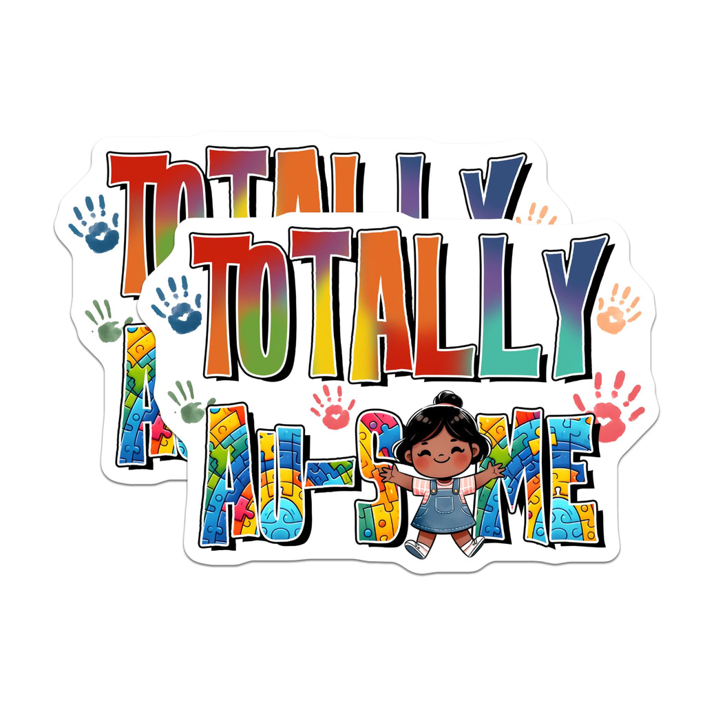 (2 Pack) Totally Awesome Stickers - Rainbow Stickers - Cute Character Stickers - 5" On Longest Side - Sticks to Any Smooth Flat Surface - Made in USA - BMCS3210