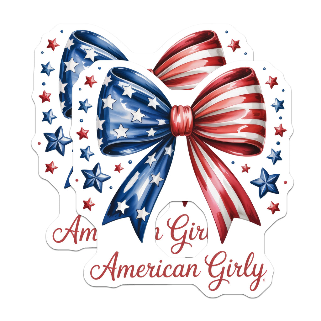 (2 Pack) American Girly Magnets - Patriotic Bow Stars Stripes - Fourth of July Decor - Memorial Day Accents - 5 Inches On Longest Side - Thick Durable Magnet - Made in USA - MAG37734