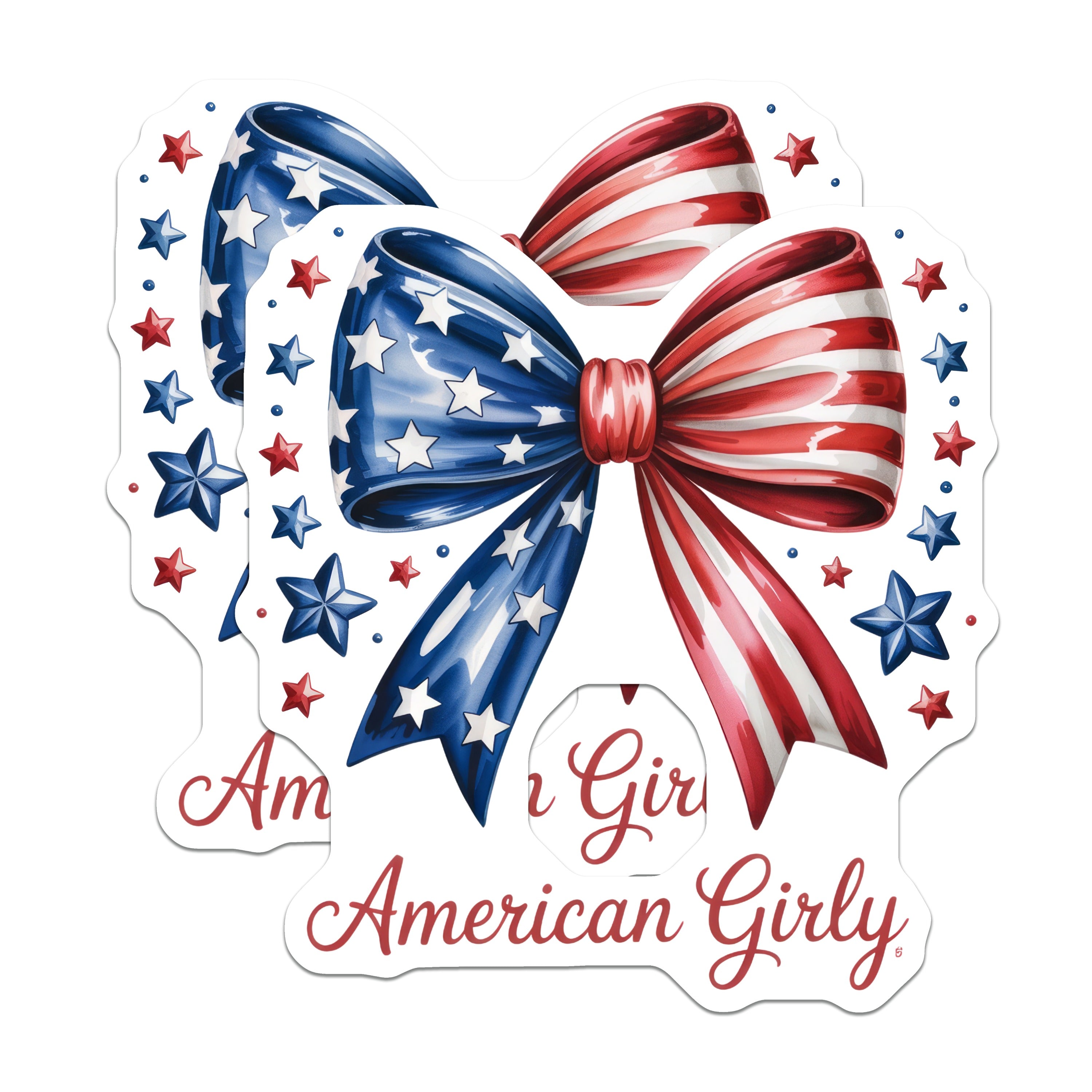 (2 Pack) American Girly Magnets - Patriotic Bow Stars Stripes - Fourth of July Decor - Memorial Day Accents - 5 Inches On Longest Side - Thick Durable Magnet - Made in USA - MAG37734