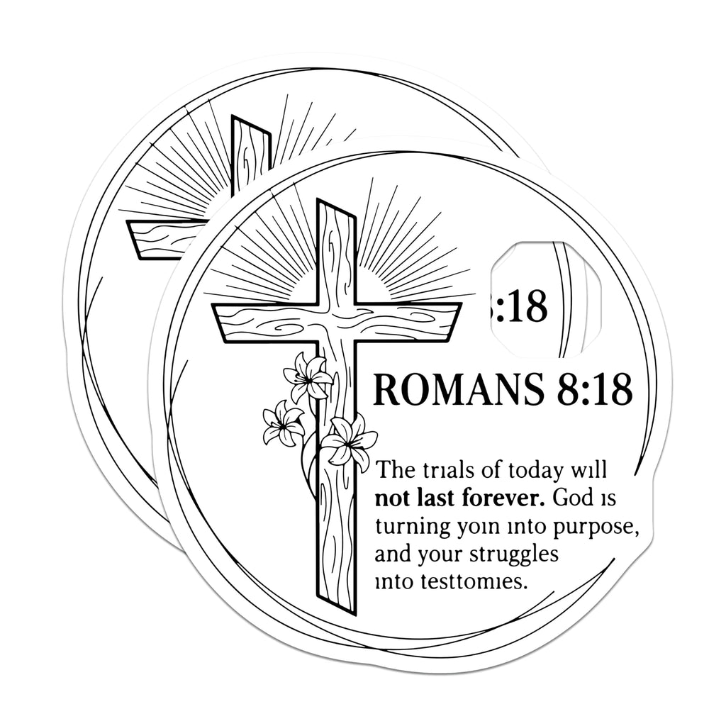(2 Pack) Christian Stickers - Romans 8 18 - Religious Verse Stickers - 5" On Longest Side - Sticks to Smooth Flat Surfaces - Made in USA - BMCS15057
