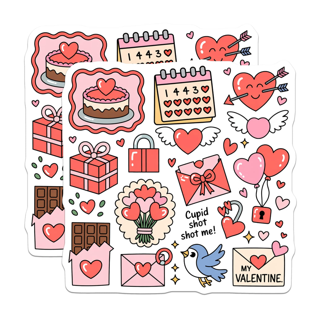 (2 Pack) Valentine Magnets - Hearts and Love - Cute Cupid Design Fridge Decorations - 5" On Longest Side - Premium Magnet - for Cars, Refrigerators, Toolboxes, Lockers - Made in USA - MAG16966