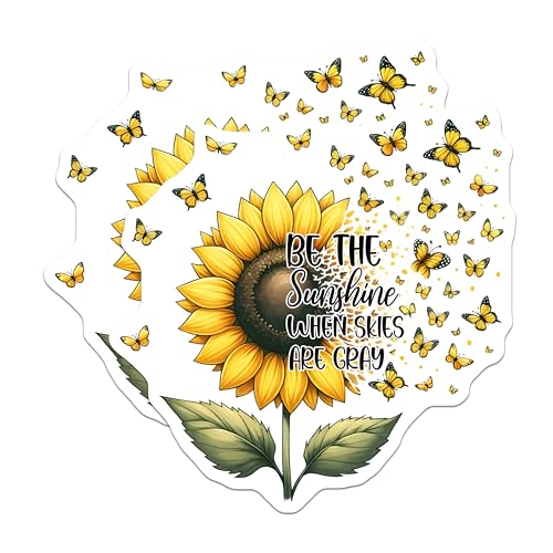 (2 Pack) Inspirational Sunflower Magnets - Be The Sunshine When Skies are Gray - 5" On Longest Side - for Cars, Fridges, Toolboxes - Made in USA - MAG7989