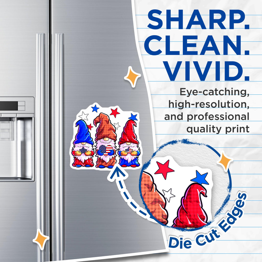 (2 Pack) Patriotic Gnomes Magnets - American Flag Decor - 4th of July Refrigerator Magnets - 5 Inches On Longest Side - Thick Durable Magnet - Made in USA - MAG29486