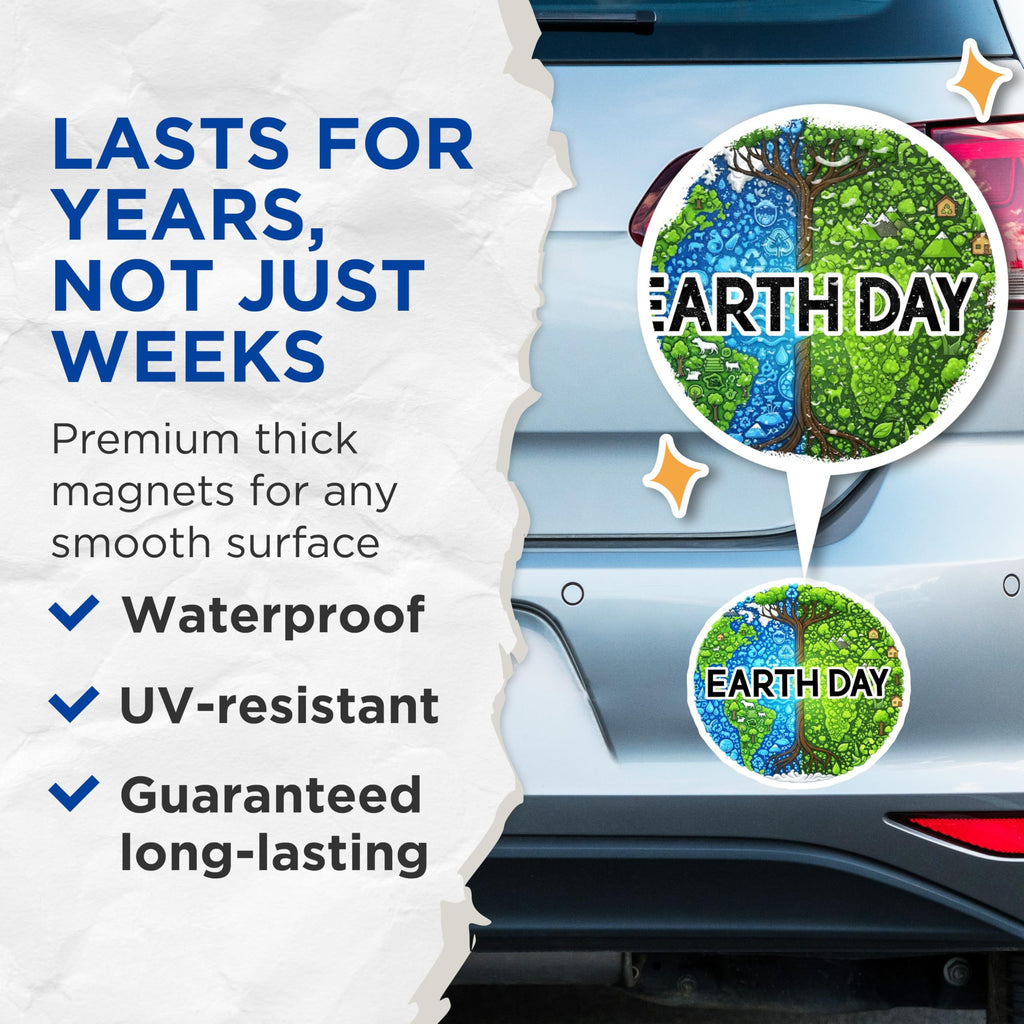 (2 Pack) Earth Day Magnets - Environmental Awareness Decor - Planet Conservation Art - Nature Lover Magnet - 5 Inches On Longest Side - Thick Durable Magnet - Made in USA - MAG22226