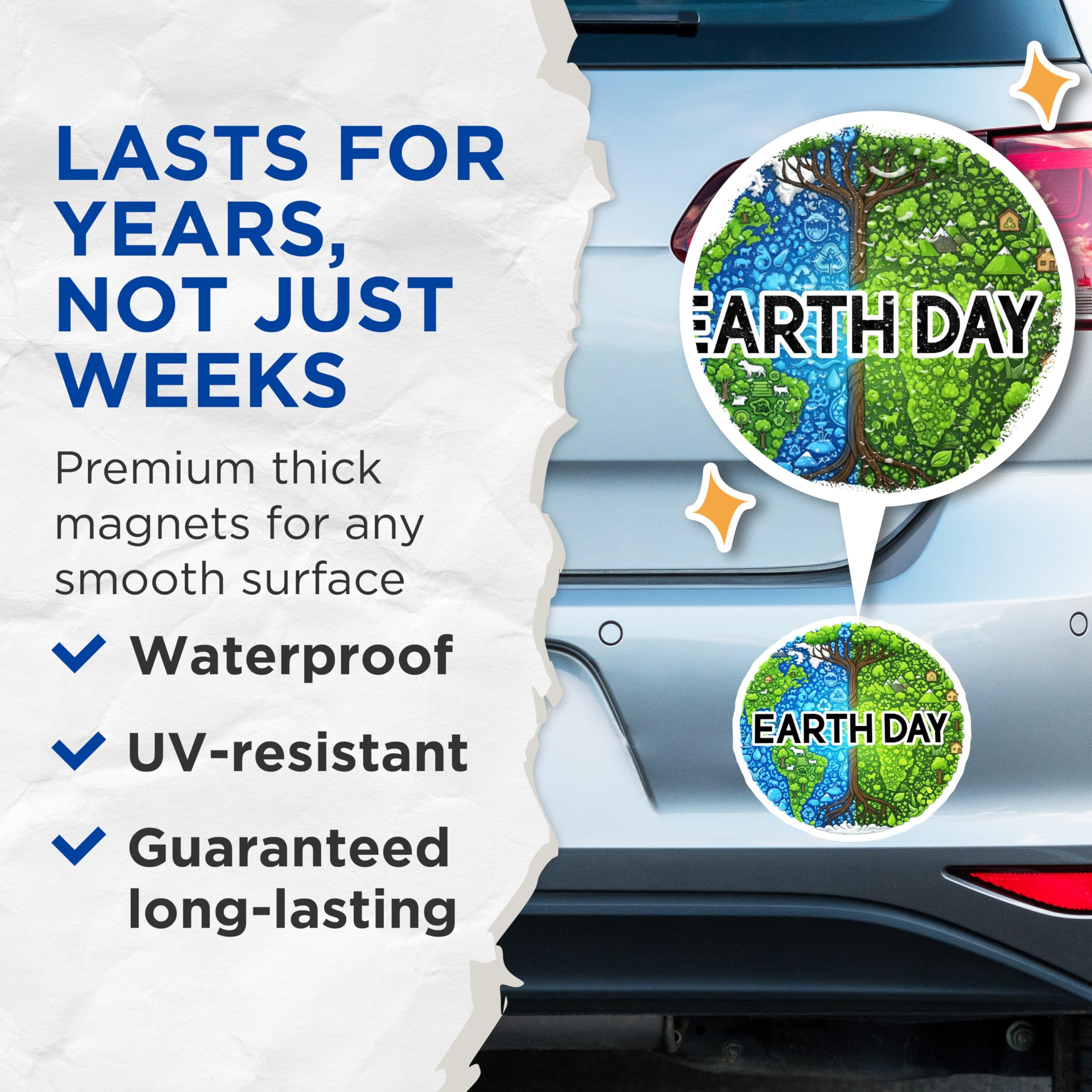 (2 Pack) Earth Day Magnets - Environmental Awareness Decor - Planet Conservation Art - Nature Lover Magnet - 5 Inches On Longest Side - Thick Durable Magnet - Made in USA - MAG22226