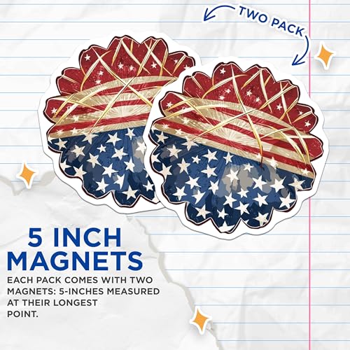 (2 Pack) American Flag Magnets Magnets - Patriotic Home Decor - 5" On Longest Side - Made in USA - Sticks to Refrigerators & Metal Surfaces - MAG8977