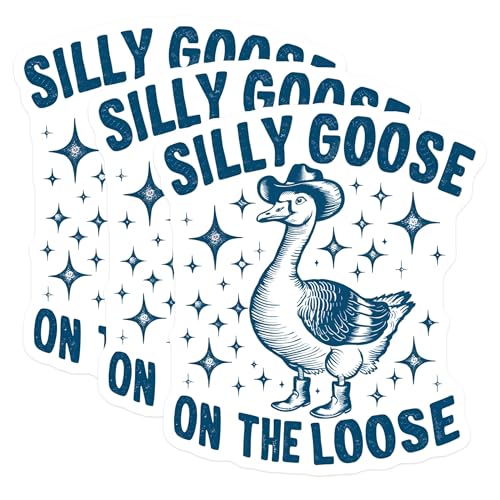 (3 Pack) Silly Goose Decals - Cowboy Goose - Funny Animal Stickers - 3 Inches On Longest Side - Easy Peel & Apply - Made in USA - 3MCS4626