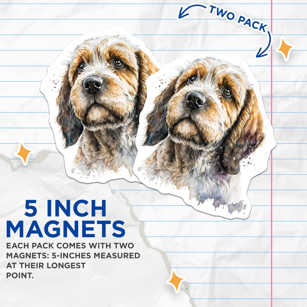 (2 Pack) Scruffy Puppy Magnets - Watercolor Dog Art - Pet Lover Home Decor - 5 Inches On Longest Side - Thick Durable Magnet - Made in USA - MAG30188